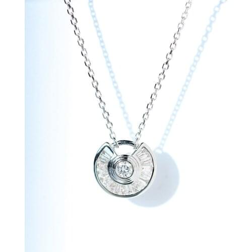 Vintage Round Lock Pendant 925 Silver Sweater Necklaces for Women Charm Shiny Zircon Choker Clavicle Chain Trendy Fine Jewelry