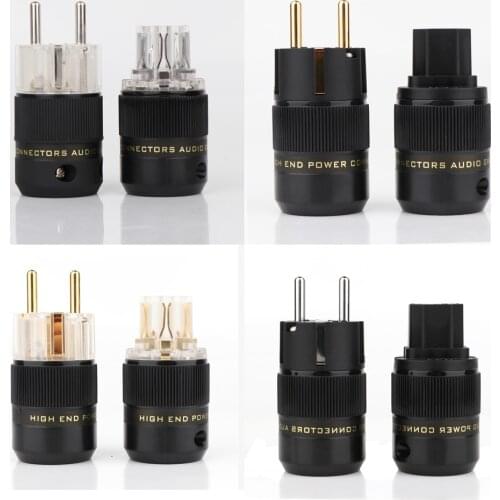 High Quality Schuko Power Plug EU Plug Hifi European plug Male Female Power Plug 24K Gold plated Rhodium silver Plated HIFI diy