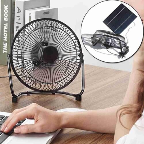High Quality 4/6/8 Inch Cooling Ventilation Fan USB Solar Powered Panel Iron Fan For Home Office Outdoor Traveling Fishing