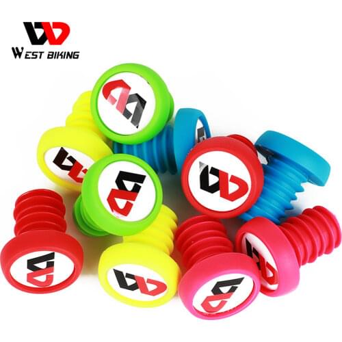 WEST BIKING 2 Pcs Bicycle Grip Anti-slip Firm Handlebar Caps MTB Bike Lightweight Bar End Plugs For MTB BMX Bike Handle Bar Grip
