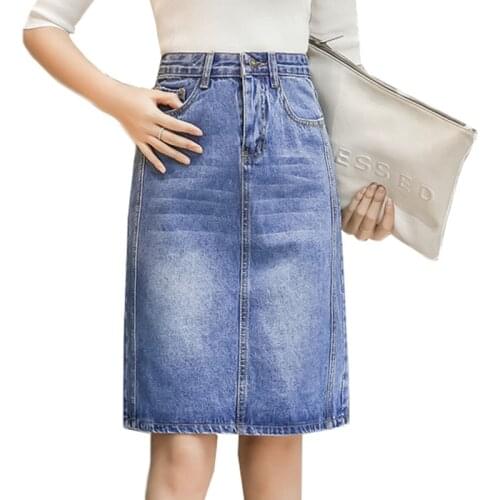 Plus Size 4XL 2020 Fashion Woman Skirts Slim High Waist Denim Skirt Women Casual Jeans Skirt Jeans Vintage Midi Summer Skirt 240