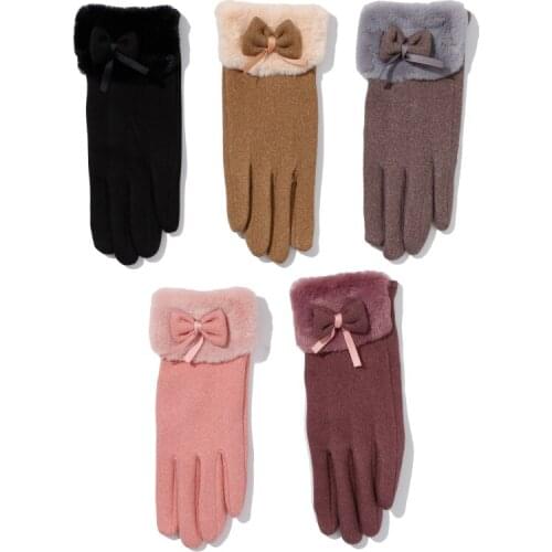 Women Winter Outdoor Gloves Ladies Plush Bunny Stretch Thickening Warm Touch Screen Cute Hair Mouth Gloves Outdoor Clothing