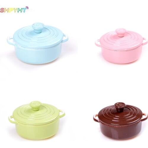 1:12 Dollhouse Miniature Kitchen Utensils Cooking Ware Mini Pot Boiler Pan with Lid Doll house Accessories Kitchen Toy