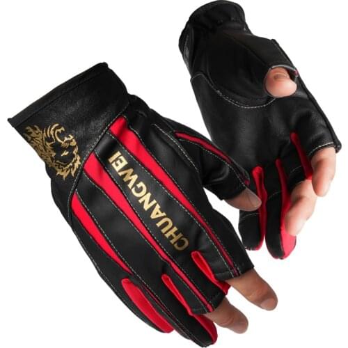 Chuangwei 1 Pair Fishing Gloves Men Women Unisex Outdoor Fishing Anti-slip 3 Cut Finger Sports PU Fish Equipment Angling Gloves