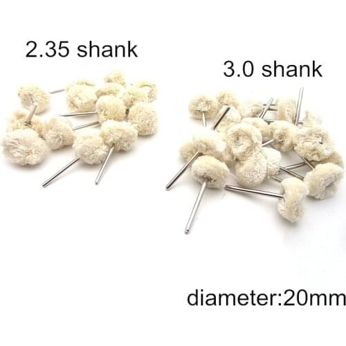 1Pcs 2.35/3MM Shank 20MM Dedicated Buffing Removal Deflashing Machine Use Wool Ball Polishing Heads Pad Jade Grinding