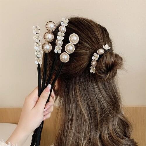 2021 Korean Shell Flower Pearl Simple Hair Bun Maker Temperament Hair Styling Tool Hair Accessories Wild Headdress Women