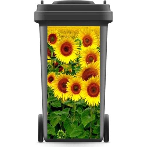 3D Creative Renew Rubbish Bin Sticker Sunflow Field Wallpaper mural Wall Print Decal Removable Wall Mural Kitchen Accessories