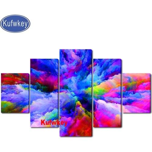 5 Pcs Abstract Colorful Cloud Diamond Crystal Mosaic Diamond Embroidery Full Square/Round 5d Diy diamond painting Landscape