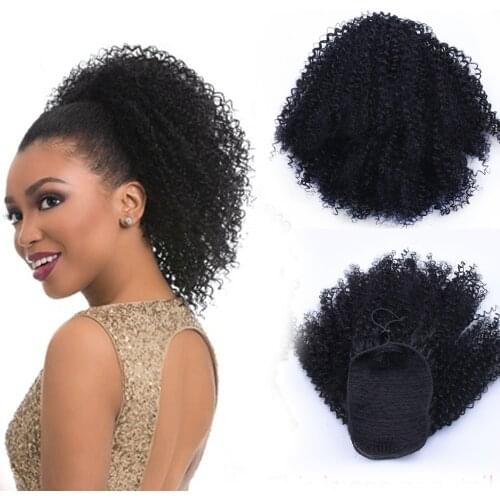 Puff Afro Kinky Curly Drawstring Ponytail Wig African American Short Wrap Synthetic Clip on Pony Tail Hair Extensions