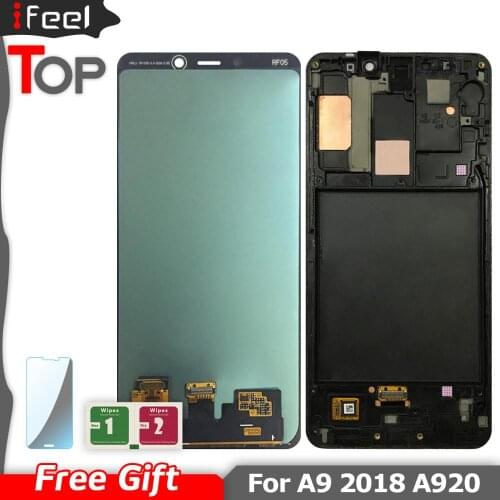 AMOLED For SAMSUNG Galaxy A9 2018 A9S A9 Star Pro SM-A920F/DS A920F LCD Display Touch Screen Frame For SAMSUNG A9 2018 A920 LCD