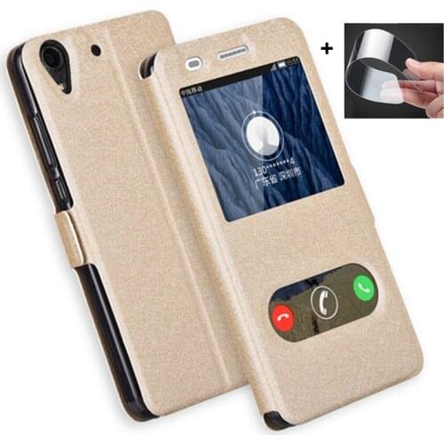 Open window case For Huawei Honor 5A play CAM-AL00 TL00H Phone case Back Cover flip leather Case For Huawei Y62 Y6II Y6 II shell