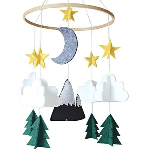 Nursery Decoration Woodland Baby Play Hanging For Boys Girls Starry Night Handmade Wind Chimes Felt Bedroom Moon Crib Mobile