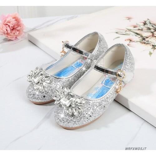 Children Leather Elsa Sandals Child Flat Heels Girls Princess Summer Elsa Shoes Chaussure Enfants Sandals Party Shoes