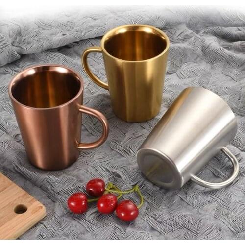 304 stainless steel double layer coffee cup 350ml gold creative water cup insulated and ironing proof household goods beer cup