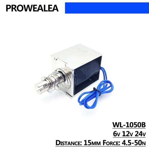 Solenoid Electromagnet Push Pull Type WL-1050B 6V 12V 24V Thrust Force 4.5-50N 15mm Open Frame Linear Electric Magnet