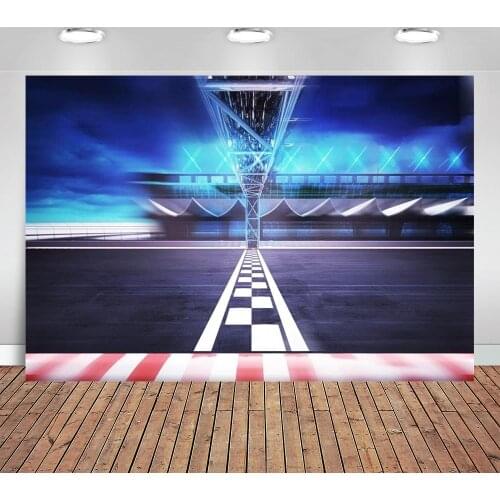 Finish Line Race Track Background Motion Blur Stadium Arena Road Photography Backdrop Formula One Motor Car Racing Auto Banner