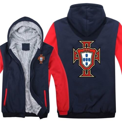 Footballer Portugal Hoodies Fashion Jacket Winter Men Thick Portugal Sweatshirts Coat