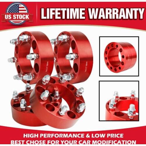 Carbole 4PCS Red 2" Thick 6x5.5 M14x1.5 Thread 6 Lug Wheel Spacers For Chevy Silverado 1500 1991-1999