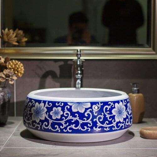 Ceramic Artistic Lavabo Bathroom Sink Wash Basin Art Counter Top basin sink lavabo sinks ceramic round wash basin