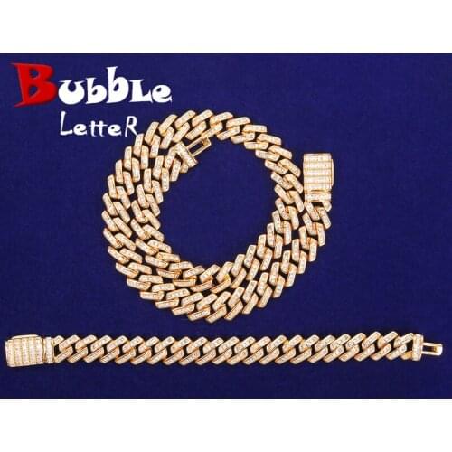 11MM Bagutee Necklace Set Gold Color Hip Hop Bracelet Jewelry