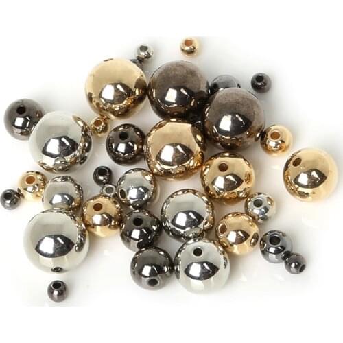 Factory Price 4 6 8 10 12mm 30-300pcs Gold/Gun Black/Silver Plated CCB Round Spacer Loose Beads For Jewelry Making Bracelet DIY