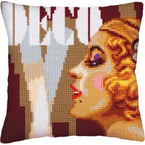 Latch Hook kits Pillow Cartoon Girl Diy Handmade Printed Canvas Cushion Latch Hook Kits DIY Unfinished accessories