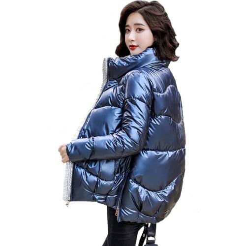 Autumn Winter Down Parkas Jacket Female Fashion High Imitation Leather Coat Woman Elegant Thick Cotton Jackets Female Overcome