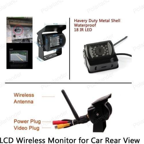 Hot! 12 24V Car Truck 5inch TFT LCD Wireless Monitor for Car Rear View Camera Parking KIT 2CH Video Input Built in Transmitter
