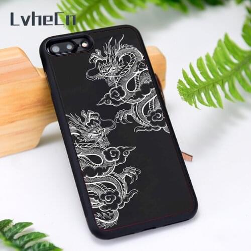 LvheCn Silicone Rubber Phone Case Cover for iPhone 6 6S 7 8 Plus X XS XR 11 12 Mini Pro Max Chinese Dragon Print