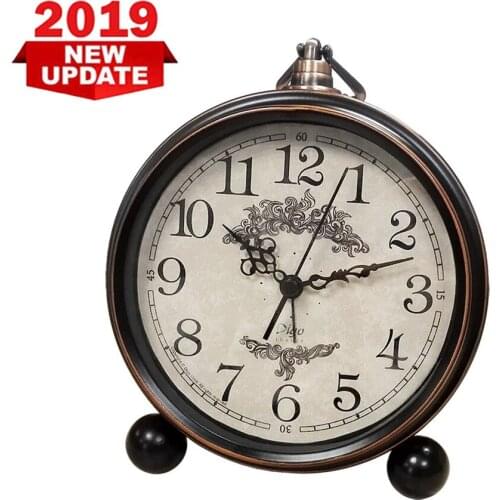 Metal Clock Bedroom Old Clock Face American Retro Silent Alarm Clock With Lifting Ring Battery
