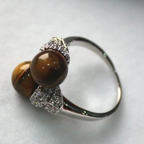 FASHION AND CHARM 8 MM TIGER EYE STONE WORLD OF WARCRAFT RING (# 7 8 9)925