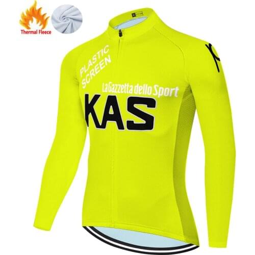 Kas Retro Winter Thermal Fleece Divise Uomo Camisa Masculina Mallots Jerseys Cyclisme Homme Ciclismo Maillot Ciclismo Hombre