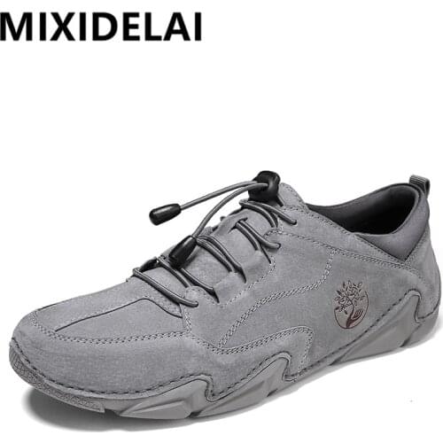 Suede Genuine Leather Mens Casual Shoes Outdoor Waterproof Mens Sneakers Non-slip Mens Driving Shoes Breathable Walking Flats