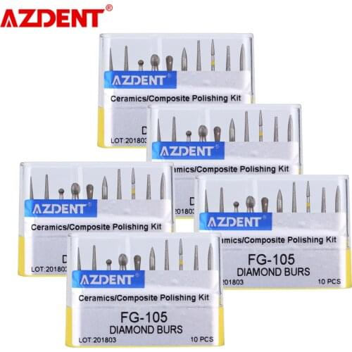 5pack AZDENT porcelain tooth polishing set Ceramics Composite Polishing Diamond FG Burs Dia.1.6mm