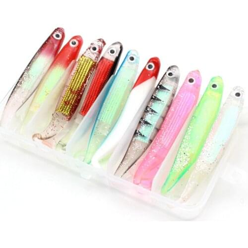 10pieces Pesca Soft Fishing Lure Luminous Bait Set 10cm 4.7g Artificial Bait Fishing Tackle and Tackle Box Free shipping