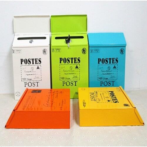 Outdoor Wall Mount Mailbox Mail Postal Letter Newspaper Box With Key Lock Letter Box Creative Garden Metal Decoration