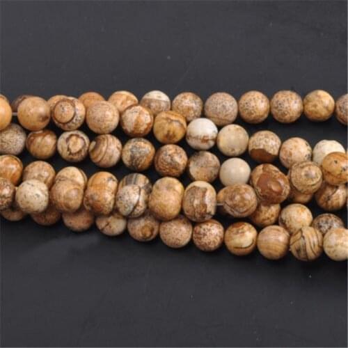 Picture Stone Loose Beads Natural Gemstone Smooth Round for Jewelry Making