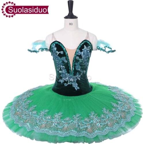 New Arrival Adult Dark Green Professional Stage Ballet Tutu Costumes Women Ballet Dance Performance Apperal Girls Ballet Skirt
