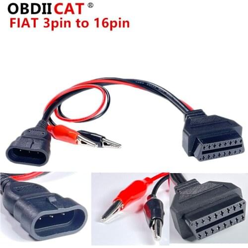 OBDIICAT Fiat 3 Pin to 16 Pin OBDII OBD2 Connector Adapter Auto Car Cable Obd for fiat 3pin Diagnostic Cable