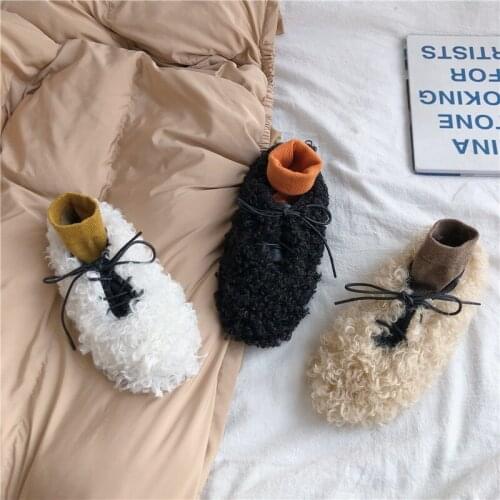 Peas shoes women winter new plus velvet warm flat shoes casual lazy shoes comfortable ladies cotton shoes U12-97