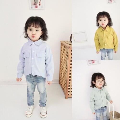 Baby Clothes Candy Color Blouse for Girls 2019 Autumn New Kids Long Sleeve Solid Shirt Toddler Girl Cute Top Tees Childrens Top