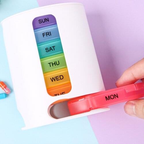Oval Colorful 4 Compartments Divided Into Compartments 7 Days A Week 28-Compartment Medicine Box Household Supplies