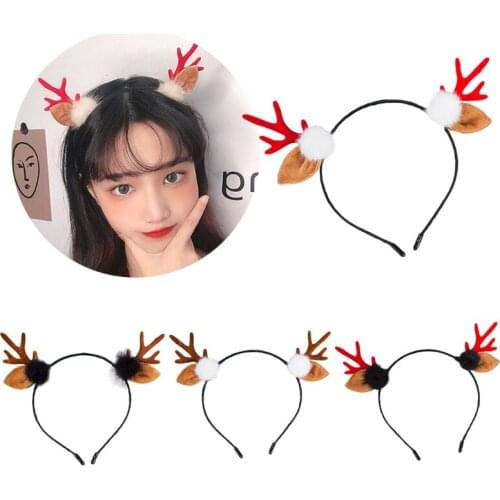 Christmas Reindeer Antler Headband Cute Elf Ears Pine Cone Jingle Bell Hair Hoop
