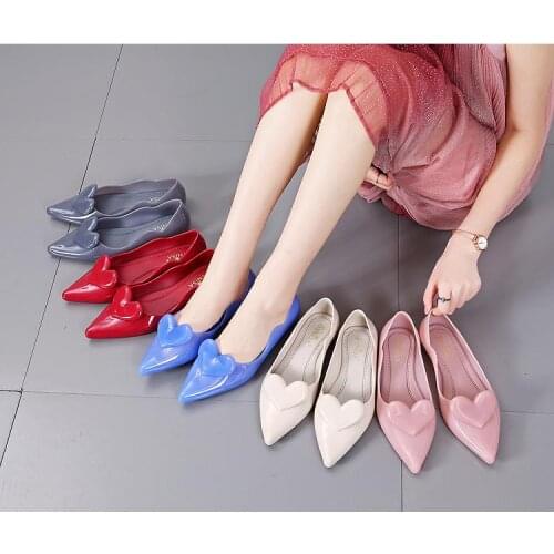 Flat plastic sandals womens comfortable sandals candy plastic shoes Summer 2021 love pointed jelly shoes