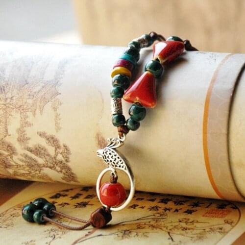 SEA MEW Fashion Ceramic Bead Long Necklace For Women Sweater Long Necklace For Women Girls Gift