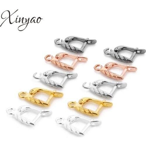XINYAO 10pcs/lot 10*19mm Copper U Shape Earrings Hook Gold Silver Black Color No Pierced Ear Clip Clasps for Women DIY Jewelry