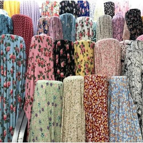 Chiffon printed fabric four side elastic impervious printing Chiffon summer cool flower skirt shirt fabric