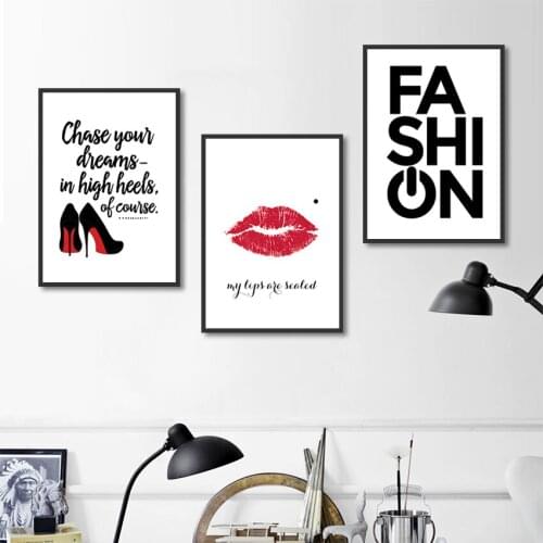 Modern Fashion Letter Poster Red Kiss Canvas Print Picture Art Wall For Home Living Room Bedroom Decor