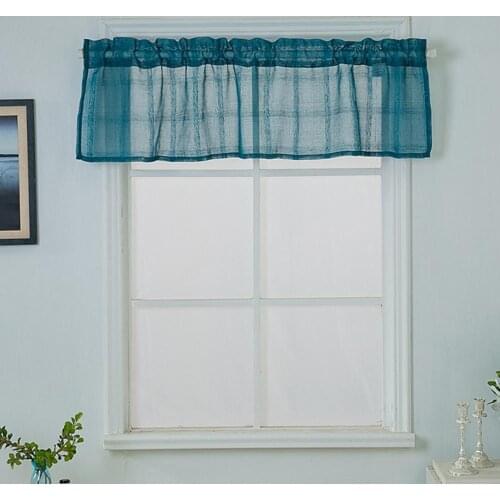 Solid Color Window Valance Through Rod Short Curtain Kitchen Cafe Decor