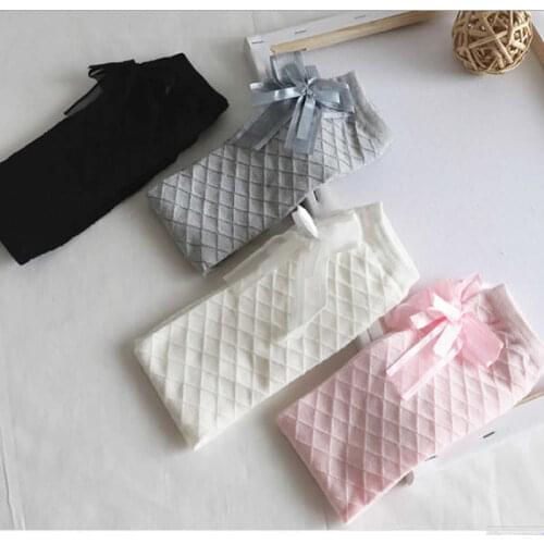 Spring And Autumn Bow Children Tube Socks Rhombus Grid Cotton over-the-Knee Girls Casual Socks